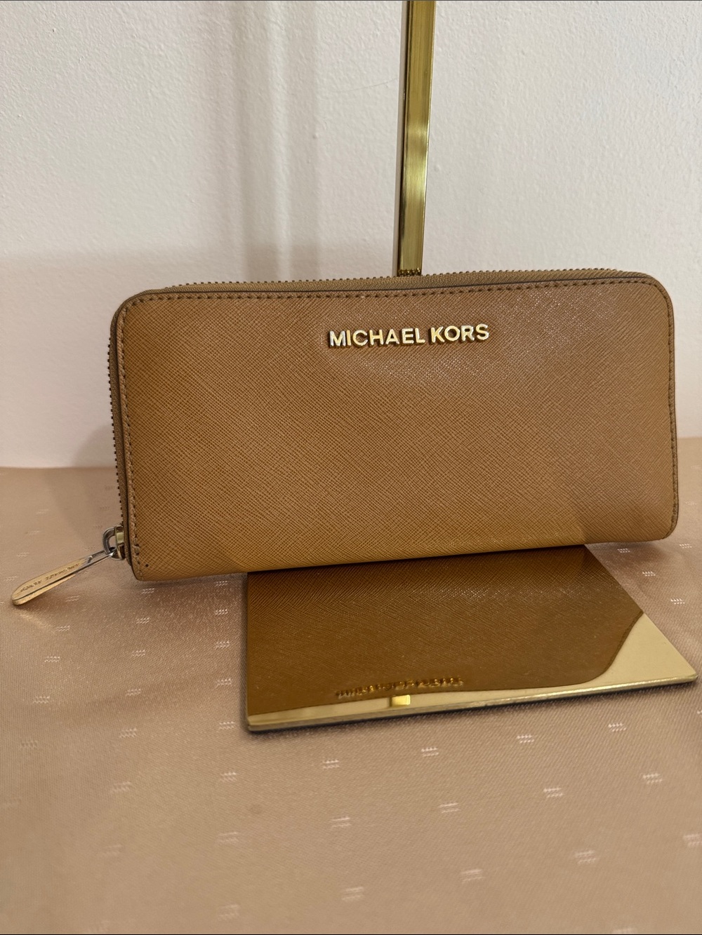 Michael Kors Continental Zip Wallet in Tan